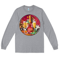 Heather Grey christmas champagne bottle and champagne's Long Sleeve Tee - AdoDesignShop