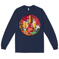 Navy christmas champagne bottle and champagne's Long Sleeve Tee - AdoDesignShop