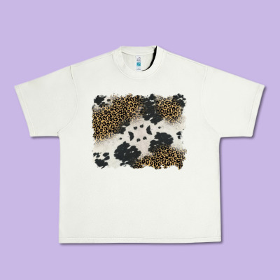 Black And White Cowhide Background Urban Heavy Tee Designed By Barkaloodesign