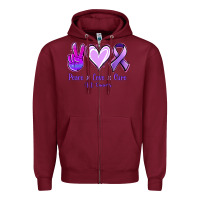 Burgundy Peace Love Cure All Cancers Zipper Hoodie - Jasminsmagicworld