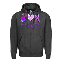 Charcoal Heather Peace Love Cure All Cancers Zipper Hoodie - Jasminsmagicworld