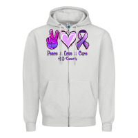 Dove Grey Peace Love Cure All Cancers Zipper Hoodie - Jasminsmagicworld
