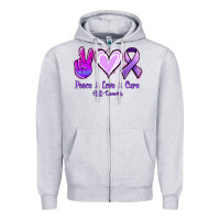 Heather Grey Peace Love Cure All Cancers Zipper Hoodie - Jasminsmagicworld