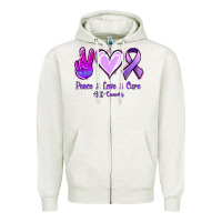 Oatmeal Heather Peace Love Cure All Cancers Zipper Hoodie - Jasminsmagicworld