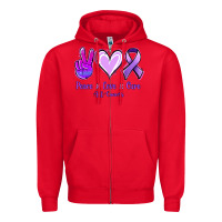 Red Peace Love Cure All Cancers Zipper Hoodie - Jasminsmagicworld