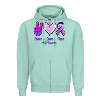 Seafoam Peace Love Cure All Cancers Zipper Hoodie - Jasminsmagicworld