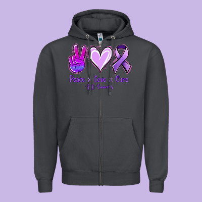 Peace Love Cure All Cancers Zipper Hoodie Designed By Jasminsmagicworld