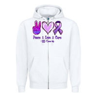 White Peace Love Cure All Cancers Zipper Hoodie - Jasminsmagicworld