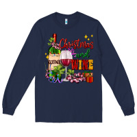 Navy Christmas and wine Long Sleeve Tee - AdoDesignShop