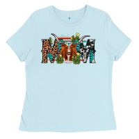 Baby Blue longhorn mom Ladies Tee - AdoDesignShop