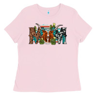Bubblegum Pink longhorn mom Ladies Tee - AdoDesignShop
