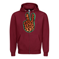 Burgundy Orange Leopard Peace Sign Zipper Hoodie - Jasminsmagicworld