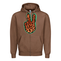 Chestnut Orange Leopard Peace Sign Zipper Hoodie - Jasminsmagicworld