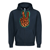 Navy Orange Leopard Peace Sign Zipper Hoodie - Jasminsmagicworld