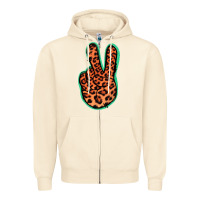 Sandshell Orange Leopard Peace Sign Zipper Hoodie - Jasminsmagicworld