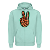 Seafoam Orange Leopard Peace Sign Zipper Hoodie - Jasminsmagicworld