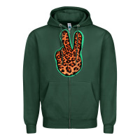 Sports Green Orange Leopard Peace Sign Zipper Hoodie - Jasminsmagicworld