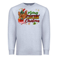 Heather Grey Merry Cluckin' Christmas Premium Sweatshirt - MaliasSmallBusiness