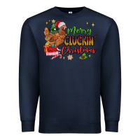 Navy Merry Cluckin' Christmas Premium Sweatshirt - MaliasSmallBusiness