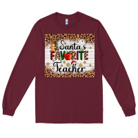 Burgundy santa's favorite teacher Long Sleeve Tee - AdoDesignShop