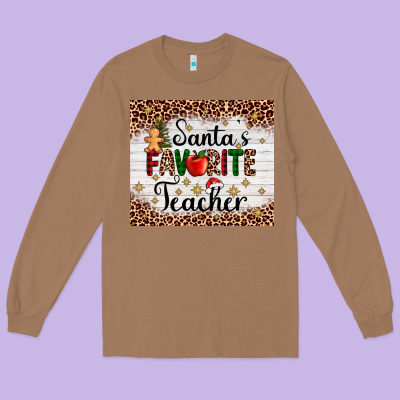 Santa's Favorite Teacher Long Sleeve Tee Designed By Adodesignshop