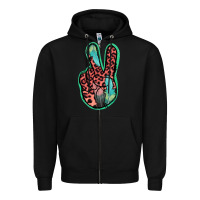 Black Feather Pink Leopard Peace Sign Zipper Hoodie - Jasminsmagicworld