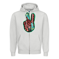 Dove Grey Feather Pink Leopard Peace Sign Zipper Hoodie - Jasminsmagicworld