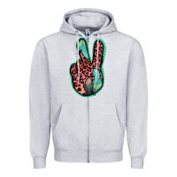 Heather Grey Feather Pink Leopard Peace Sign Zipper Hoodie - Jasminsmagicworld