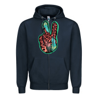 Navy Feather Pink Leopard Peace Sign Zipper Hoodie - Jasminsmagicworld
