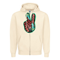 Sandshell Feather Pink Leopard Peace Sign Zipper Hoodie - Jasminsmagicworld