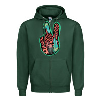Sports Green Feather Pink Leopard Peace Sign Zipper Hoodie - Jasminsmagicworld