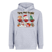 Heather Grey tipsy and bright christmas Heavyweight Hoodie - MaliasSmallBusiness