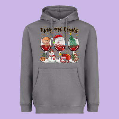 Tipsy And Bright Christmas Heavyweight Hoodie Designed By Maliassmallbusiness
