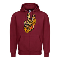 Burgundy Leopard Sunflower Peace Sign Zipper Hoodie - Jasminsmagicworld