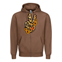 Chestnut Leopard Sunflower Peace Sign Zipper Hoodie - Jasminsmagicworld