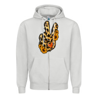 Dove Grey Leopard Sunflower Peace Sign Zipper Hoodie - Jasminsmagicworld