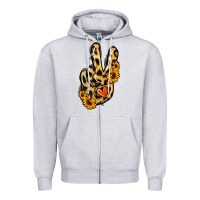 Heather Grey Leopard Sunflower Peace Sign Zipper Hoodie - Jasminsmagicworld