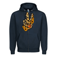 Navy Leopard Sunflower Peace Sign Zipper Hoodie - Jasminsmagicworld