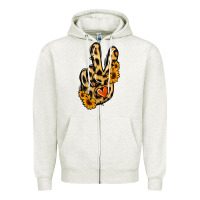 Leopard Sunflower Peace Sign Zipper Hoodie | Teevron