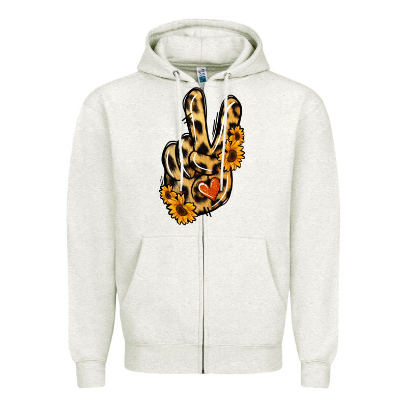 Leopard Sunflower Peace Sign Zipper Hoodie by Jasminsmagicworld | Teevron