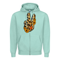 Seafoam Leopard Sunflower Peace Sign Zipper Hoodie - Jasminsmagicworld