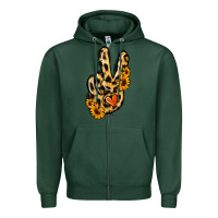 Sports Green Leopard Sunflower Peace Sign Zipper Hoodie - Jasminsmagicworld