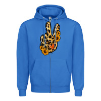 True Royal Leopard Sunflower Peace Sign Zipper Hoodie - Jasminsmagicworld