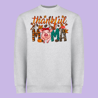 Thankful Mama Pig Heavyweight Sweatshirt Designed By Racoondesign