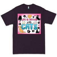 Plum life is better with cats Premium Tee - MaliasSmallBusiness