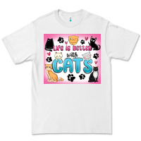 White life is better with cats Premium Tee - MaliasSmallBusiness