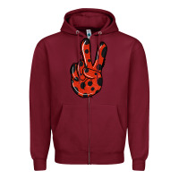 Burgundy Ladybug Peace Sign Zipper Hoodie - Jasminsmagicworld