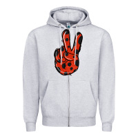 Heather Grey Ladybug Peace Sign Zipper Hoodie - Jasminsmagicworld