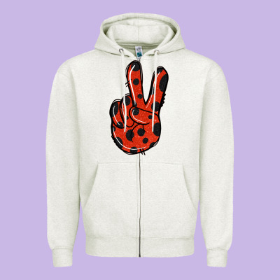 Ladybug Peace Sign Zipper Hoodie Designed By Jasminsmagicworld