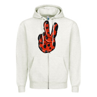 Oatmeal Heather Ladybug Peace Sign Zipper Hoodie - Jasminsmagicworld